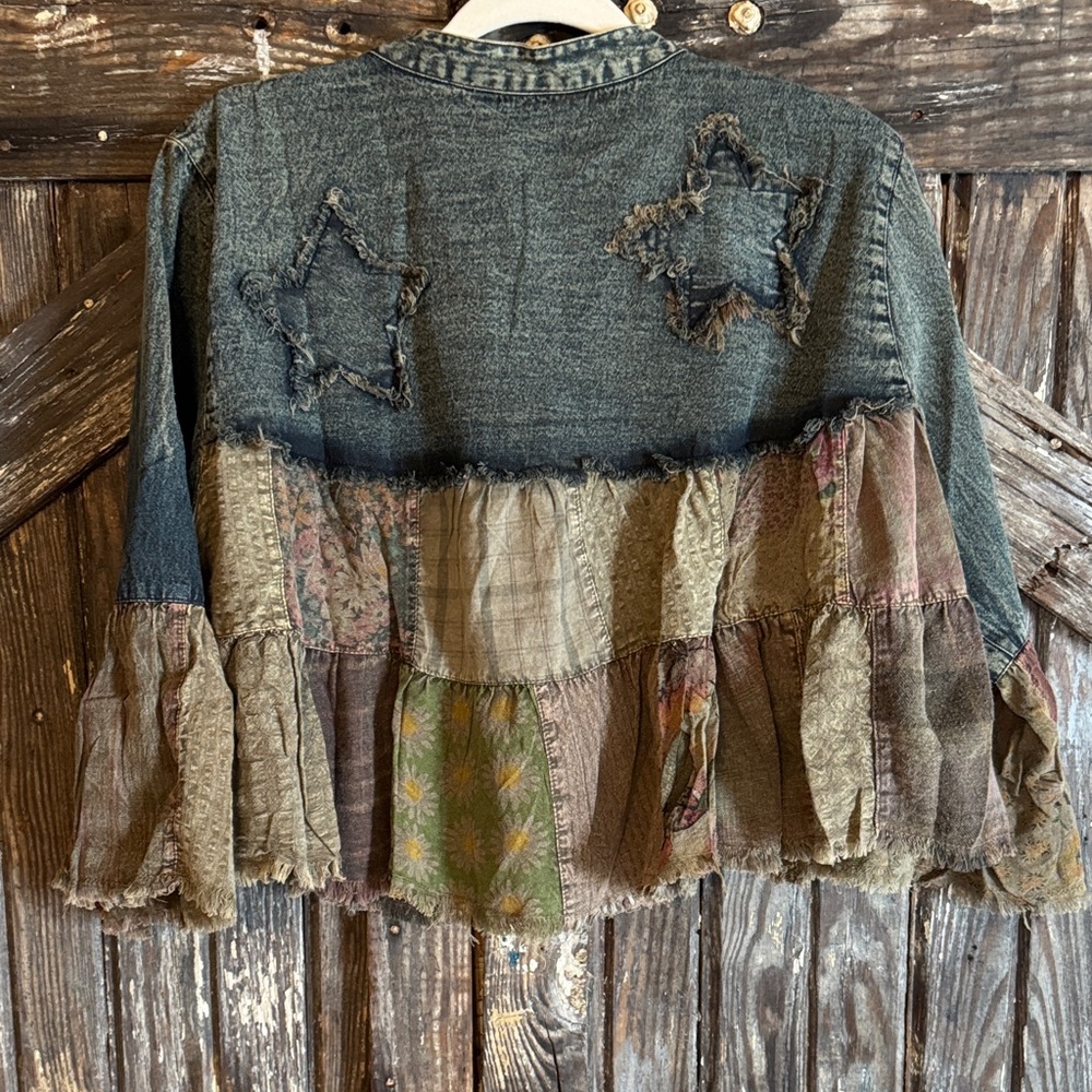 Patchwork Jean Jacket - Cropped NWT - image 8